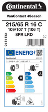 Continental VanContact 4Season 215/65 R16 109T C M+S Ganzjahresreifen