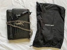 Saint Laurent Sunset Silver Hardware CROCODILE-EMBOSSED Bag