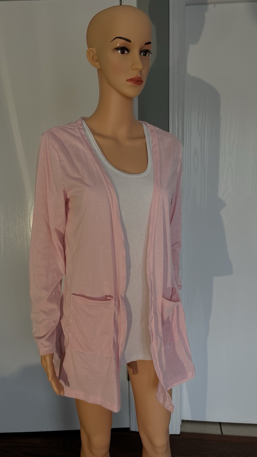 Light Pink Open Front Cardigan with Pockets - Women’s Size Small/Medium