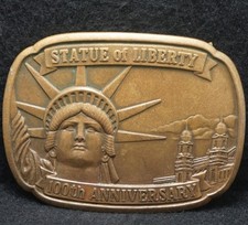 XB15114 VINTAGE 1985 STATUE OF LIBERTY 100TH ANNIVERSARY PATRIOTIC BELT BUCKLE