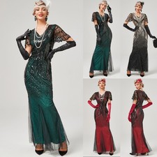 1920s Prom Great Gatsby Flapper Dress Womens Long Sequins Costumes Evening Party