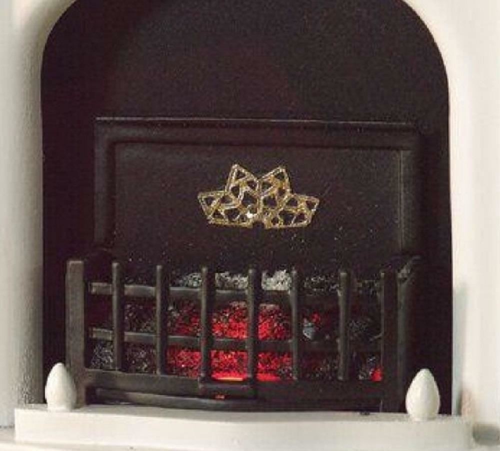 Dolls House Light Up Fire Grate with Glowing Coals Electric Fireplace Accessory