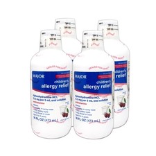 4 Pack Major Diphenhydramine 12.5mg/ 5mL HCL Liquid Solution, 16 oz