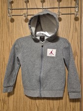 JORDAN FLIGHT Boys Gray Long Sleeve Full Zip Hoodie,Size 4T