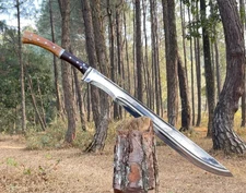 Handmade Viking Two handed 25 inch Camping Sword | With Leather Sheath, DAD GIFT
