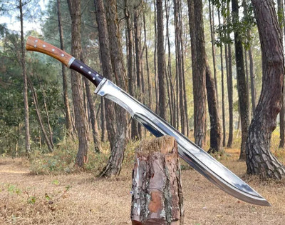 Handmade Viking Two handed 25 inch Camping Sword | With Leather Sheath, DAD GIFT