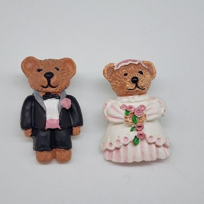 Bride & Groom Teddy Bear Wedding Buttons Crafts Sewing Quilting Embellishments