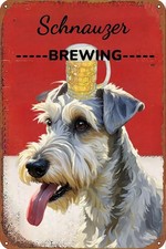 Vintage Tin Metal Sign 8x12 Schnauzer Brewing Retro Wall Art Decor