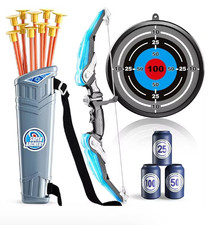 Kids Bow and Arrow Set LED Light Up Archery Toy Suction Cup Arrows Target