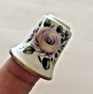Royal West Germany Hand Painted Porcelain Thimble Flower Motif