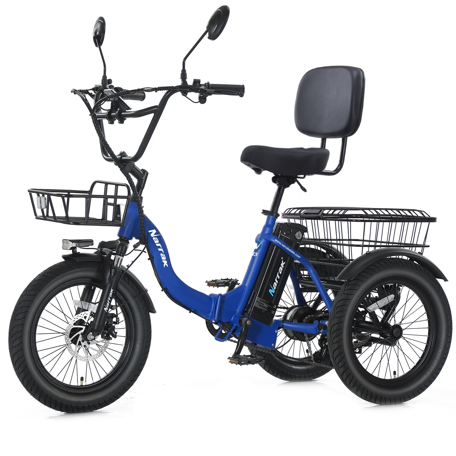 Narrak Fat Tire Folding Electric Trike Peak 1100W 624WH Remo