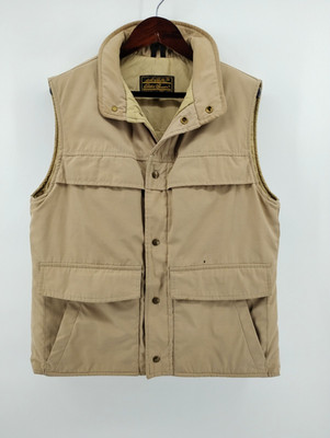 Vintage Eddie Bauer Puffer Vest Men's 42 Tan Brown snap button