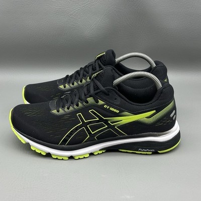 Asics GT-1000 7 Mens Size 8.5 Black Green FlyteFoam Running Shoes 1011A042 EUC