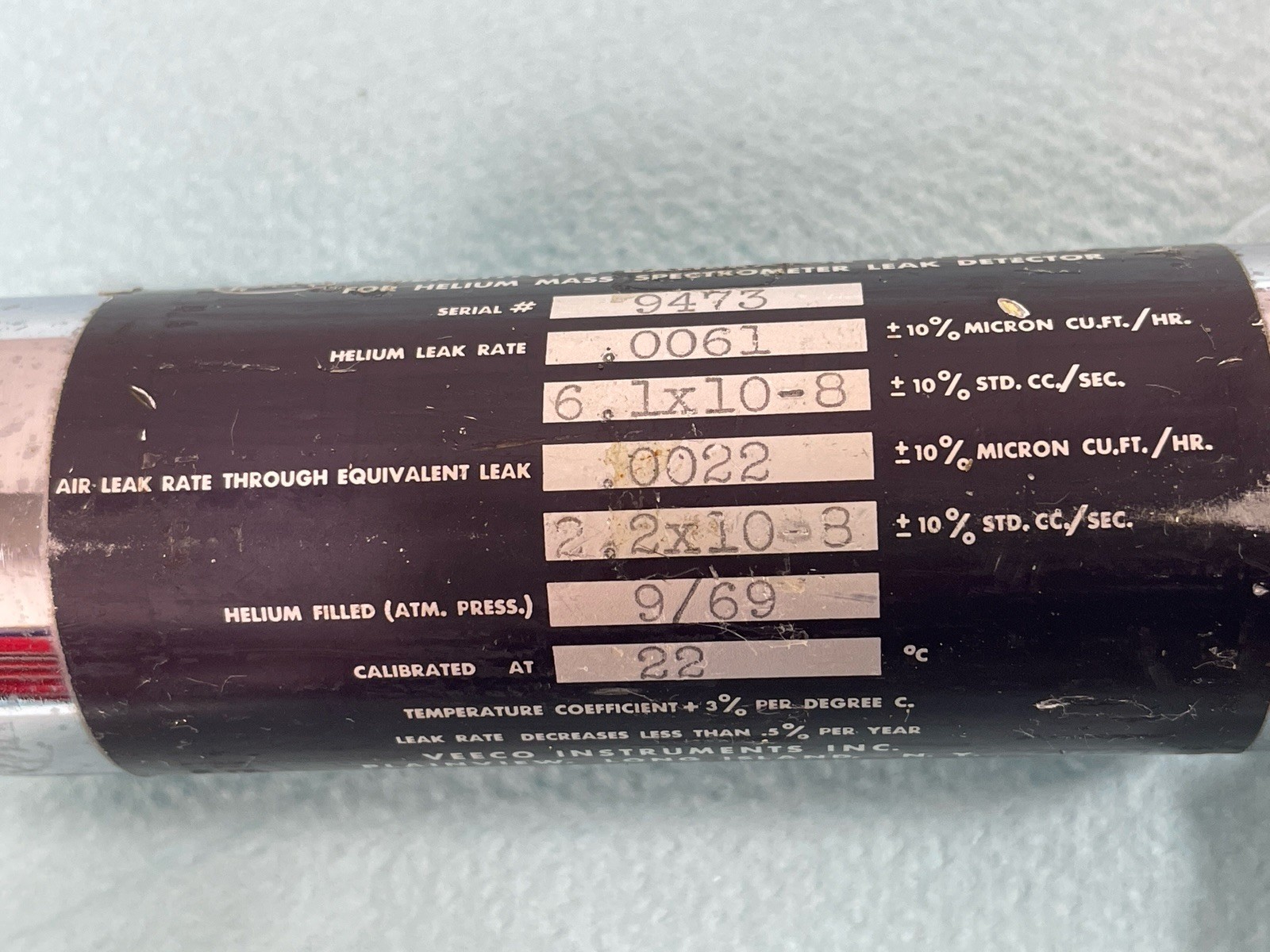 Veeco Sensitivity Calibrator Type SC-4 Helium Mass Spectrometer Leak Detector