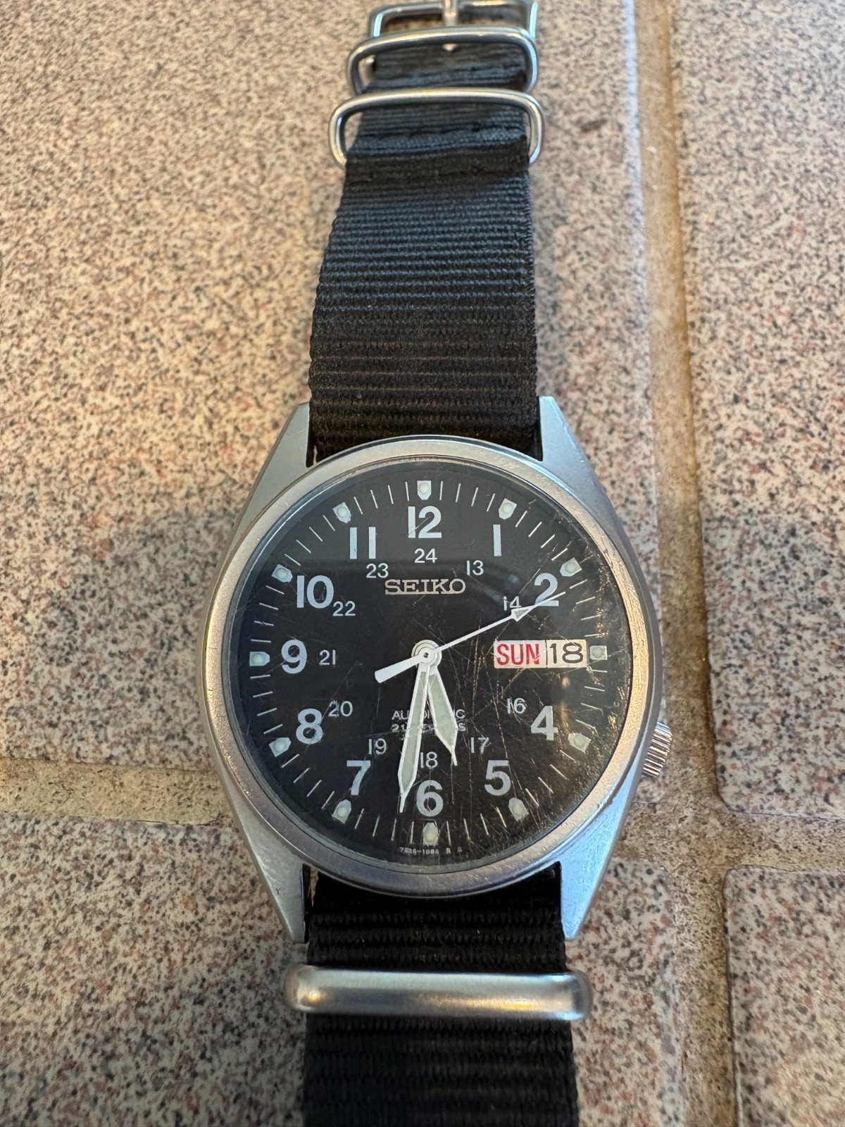 Seiko SNX427 Automatic 5 Black - 7S26-00D0 Watch Bead-Blasted NR Dial Military - VintageWatches.PK Seiko SNX427 Automatic 5 Black - 7S26-00D0 Watch Bead-Blasted NR Dial Military - vintagewatches.pk