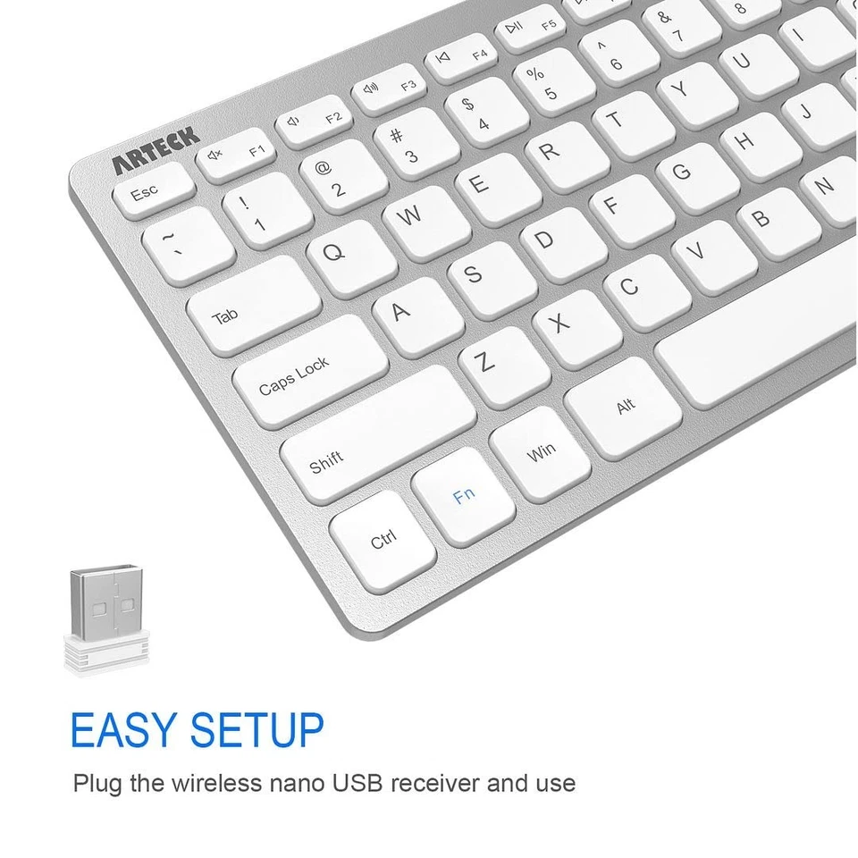 2.4G Wireless Keyboard Ultra Slim and Compact Keyboard with Media Hotkeys for... - Image 2 of 4