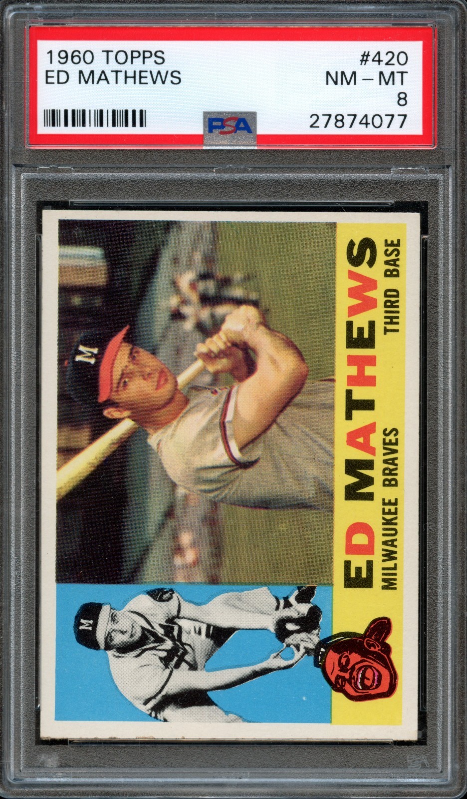 BB - 1960 Topps - #420 - Ed Mathews - PSA 8 - NM-MT