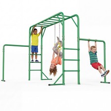 Trapeze Swing Jungle Gym with Monkey Bars 400lbs Heavy Duty Outdoor Kids Playset