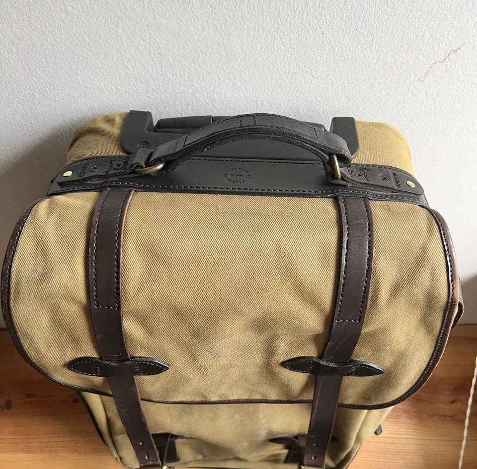 Filson Rugged Twill Rolling 2 Wheel Carry-On Luggage, Tan - Made in USA - Image 2 of 4
