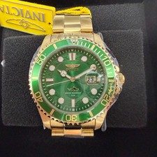 Invicta Pro Diver Watch Men 43mm Green Dial Gold Tone Date Round 30027