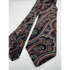 Countess Mara Silk Paisley Tie Mens Black Red Green Gold Made in USA Necktie