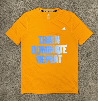 Adidas T-Shirt Youth Size Large 14/16 Climalite  Train Dominate Repeat  Yellow