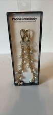 Gold Chain Pearl Design Universal Phone Crossbody Strap Metal Plastic