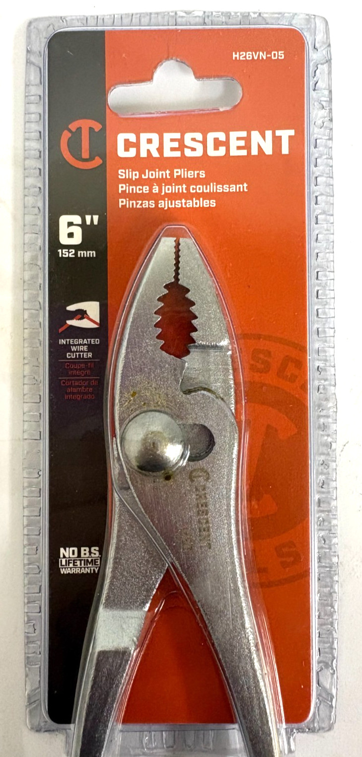 6" SLIP JOINT PLIERS CURVED JAW CRESCENT H26VN-05