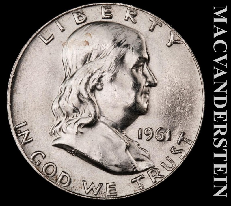 1961-D Silver Franklin Half Dollar - Choice Gem Brilliant Unc+++  #L3942