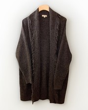 Nordstrom Jamison Knit Fringe Cardigan Wool Sweater Grey Oversized Medium