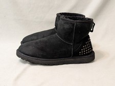 UGG Classic Mini Studded Black Sheepskin Winter Boots Women's Size 8 1005065