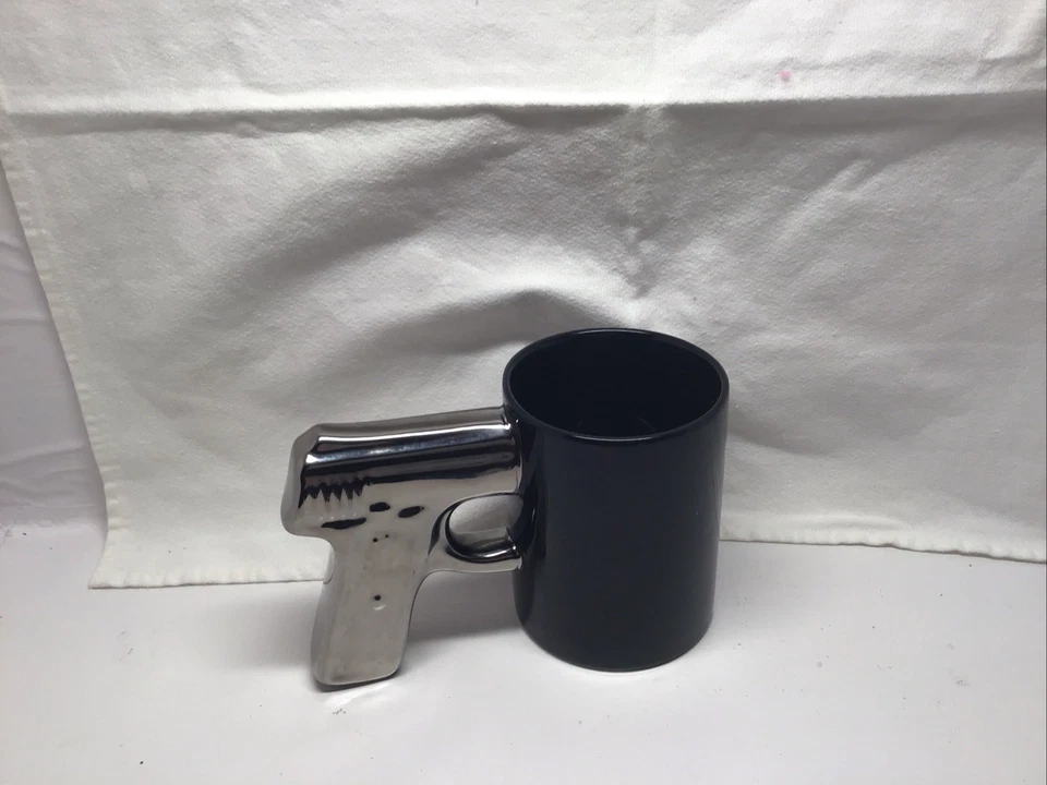 Gun Mug Black Ceramic Coffee Mug with Piston Handle - Image 2 of 4