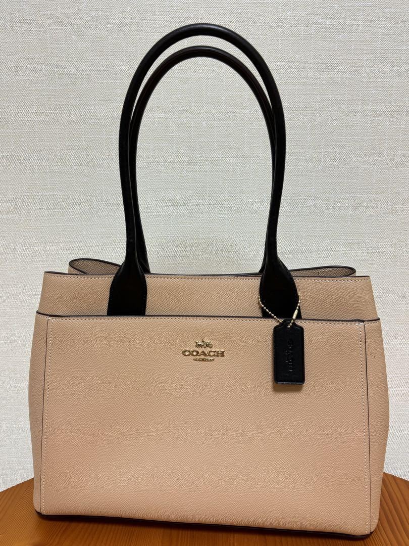 COACH Beige Black Tote Bag