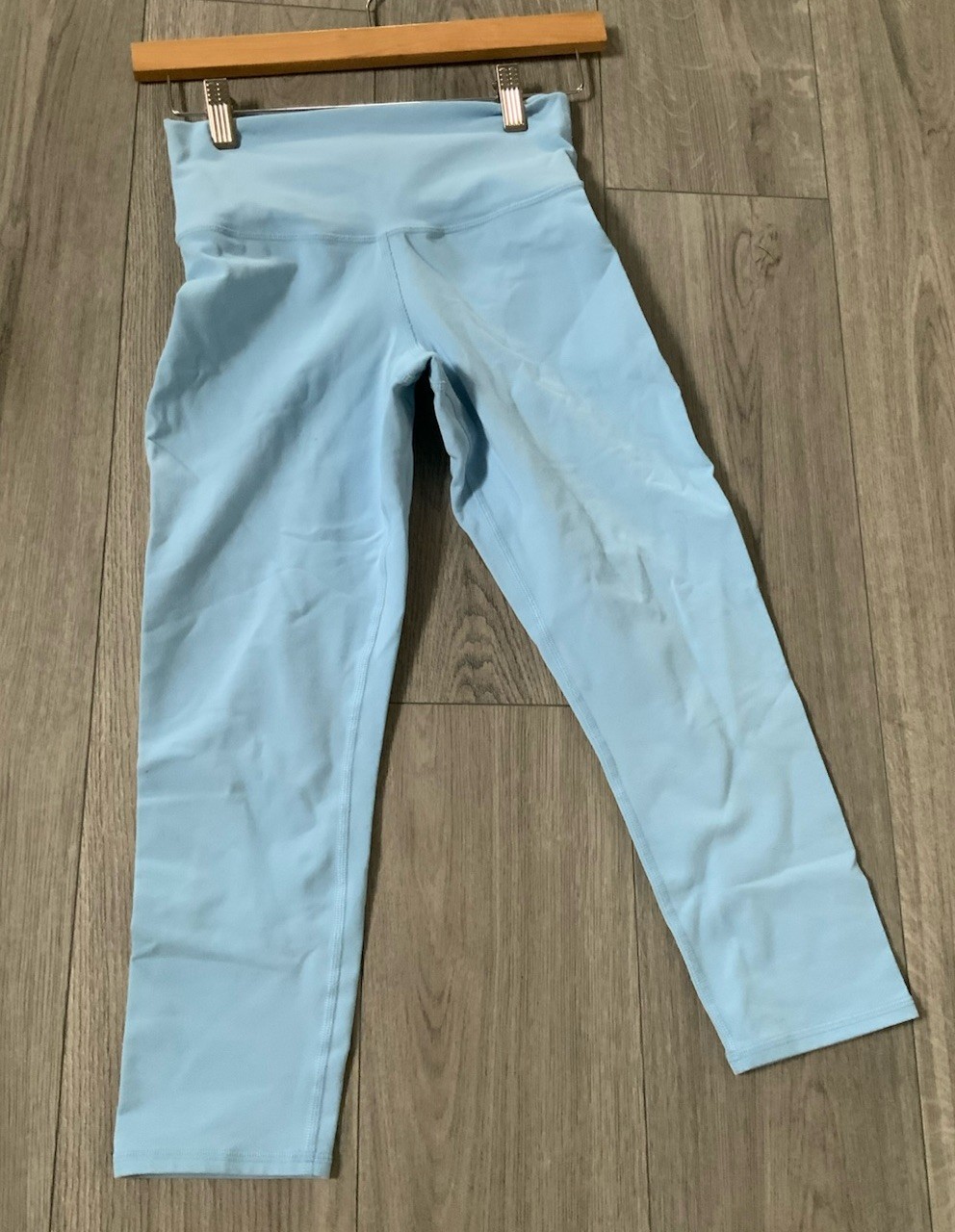 ALO Yoga Womens Small Cropped Leggings Soft Pilates RN87370 Blue-image