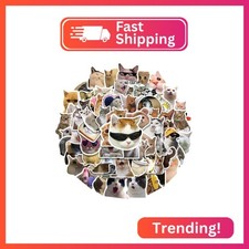 100 Pcs Funny Cat Stickers Cute Cat Meme Sticker for Adults Funny Animal Vinyl W