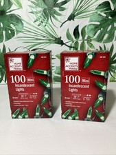2 Pack Home Accents Holiday 100 Green Incandescent Mini String Lights 20 ft 7 in