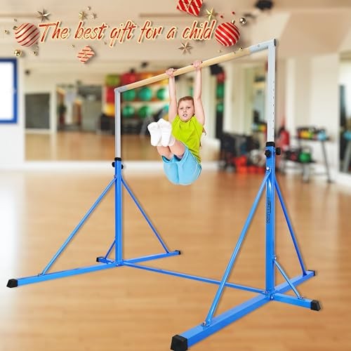Gymnastics Bar for Kids Adults Ages 5-25,6FT Width ,7.2 FT Base Light Blue