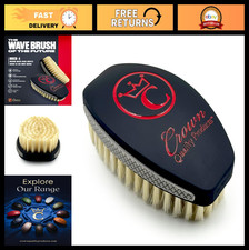 360 Wave Hair Brush - Curved Boar Bristle, Non-Slip Grip, Waterproof, Matte Blac