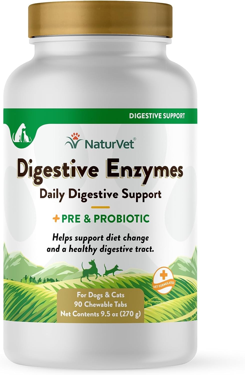 NaturVet Digestive Enzymes Plus Probiotics Soft Chew Dog and Cat 90 count