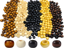600Pcs Large Hole Wooden Beads Hair Bead, 5 Colors 12X11Mm Natural Barrel Wood