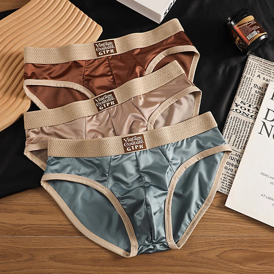 Men's Satin Silk Briefs Panties Lingerie Knickers Breathable Underpants M-XXXL - Image 3 of 4