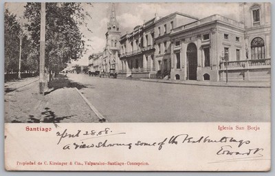 CHILE Iglesia San Borja Santiago Postkarte, gestempelt 1908