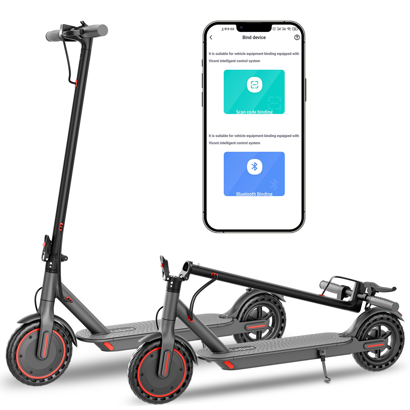 LADPED Adults Electric Scooter with/NO Seat 8.5" Solid 19MPH