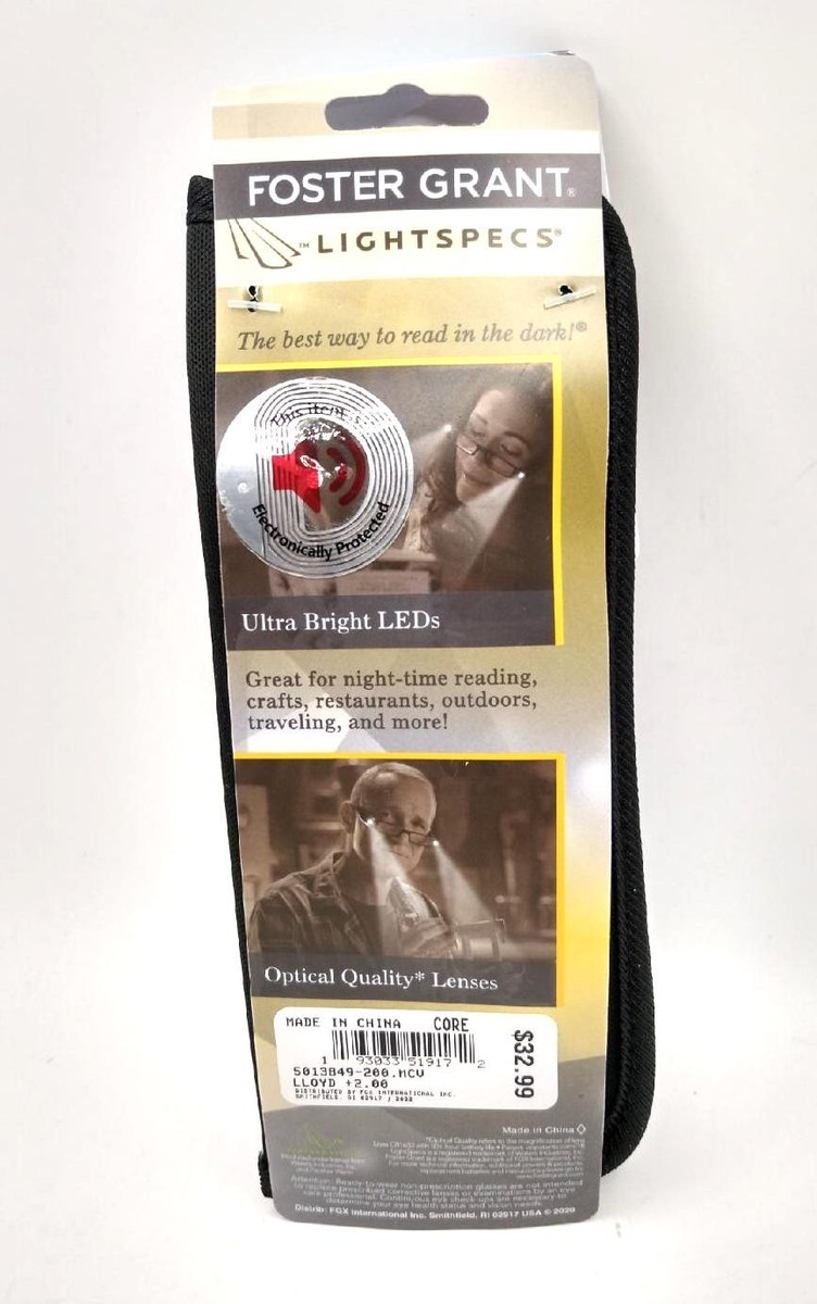Foster Grant Lloyd Lightspecs Lighted Reading Glasses/Case/Extra