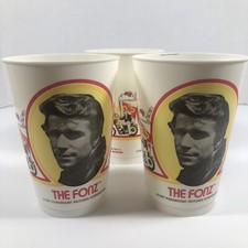 Vintage 1977 The Fonz Burger King Plastic Cups Made In USA Lot Of 3 Same Graphic