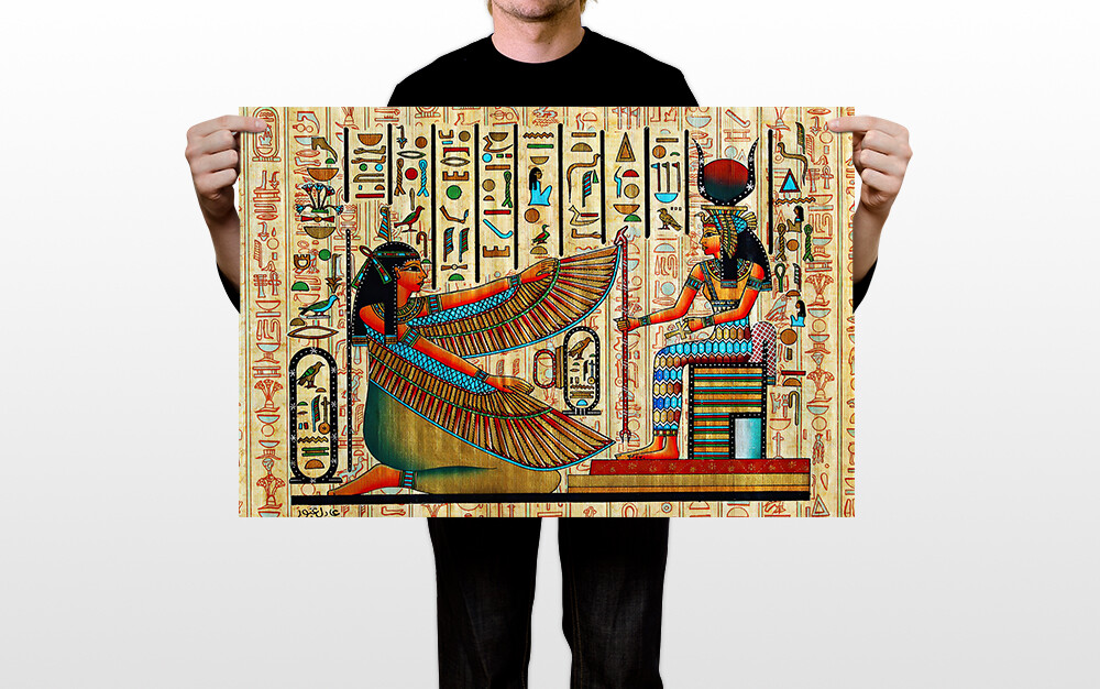 Ancient Egypt Hieroglyphics Papyrus Vintage Paper Art Wall Poster