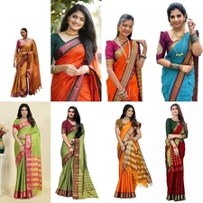 Women's Kanjivaram Soft Silk Saree With Blouse Piece