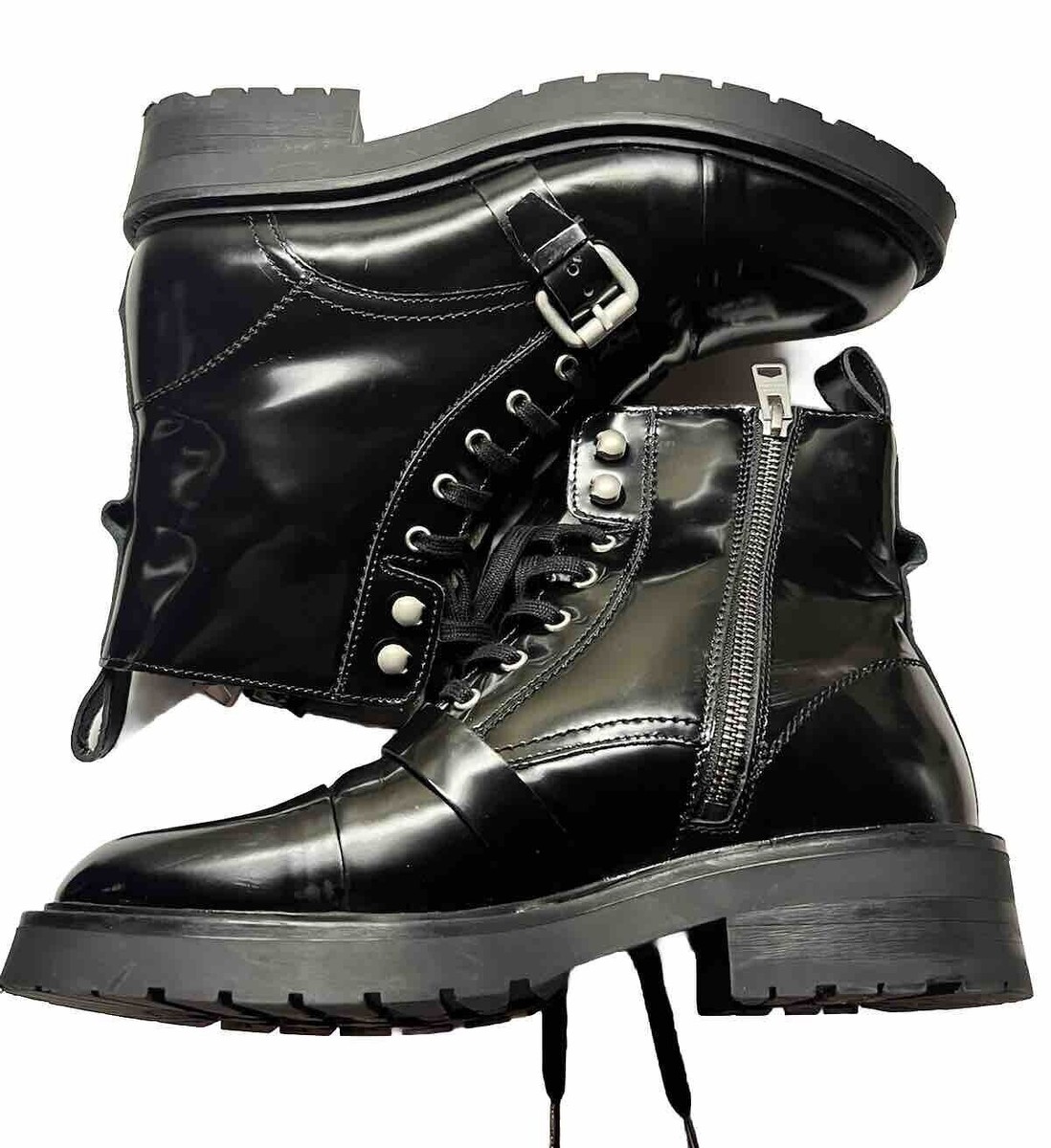 NEW All Saints BLACK Donita Combat Boots Shoes EU 39 US $349 WOMENS