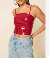 Superdown Boho Angel Cami Cropped Top in Red Wine Size S adjustable straps #CB1