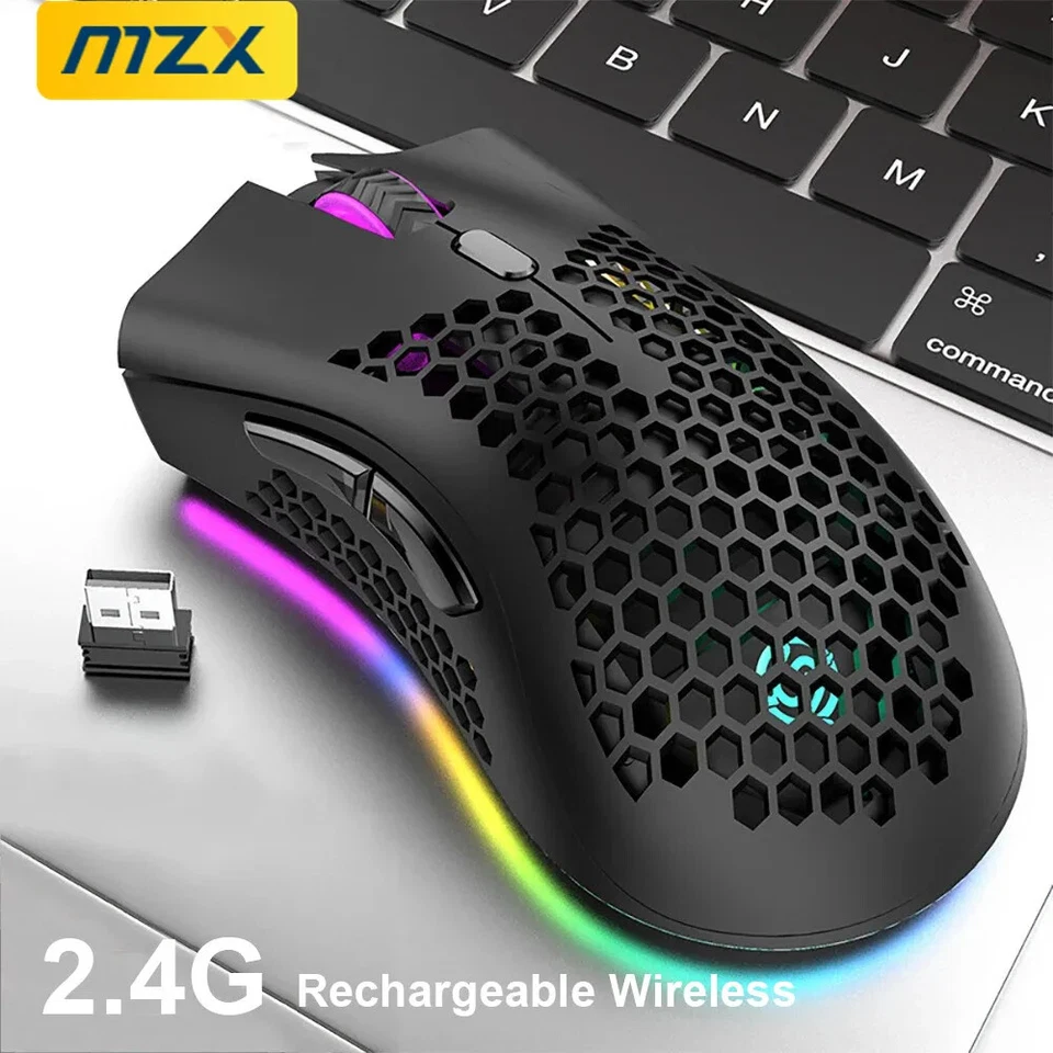 MZX Rechargeable Wireless Mouse 2.4GHz RGB Light Ergonomics USB Charging Gaming  - Image 2 of 4
